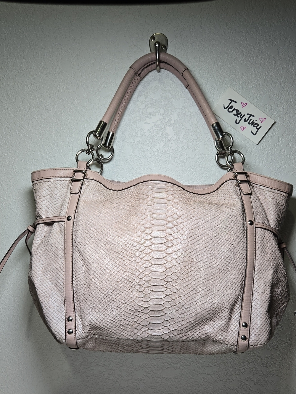 COACH Audrey Pinnacle Embossed Exotic Cinch East West Tote #19585 Mauve Pink - Picture 4 of 15